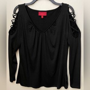 Jennifer Lopez Black Cold Shoulder Blouse